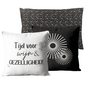 sierkussens wijn goede dag zwart hart living club